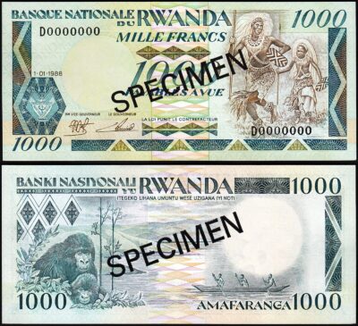 Rwanda 1000 Francs 1988, UNC, SPECIMEN, 0000000, P-21s