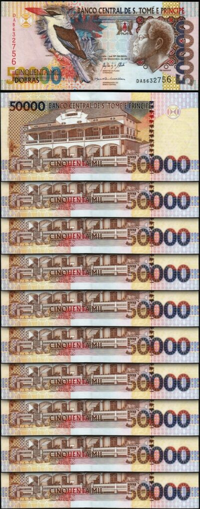 Saint Thomas, Sao Tome 50000 Dobras 2013, UNC, 20 Pcs LOT, Consecutive, P-68e
