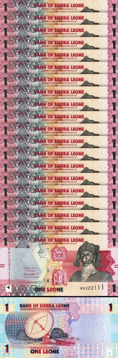 Sierra Leone 1 Leone 2022, UNC, 20 Pcs LOT, Consecutive, P-34