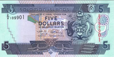 Solomon Islands 5 Dollars 2008, RADAR 109901 UNC-, Prefix C/4, P-26