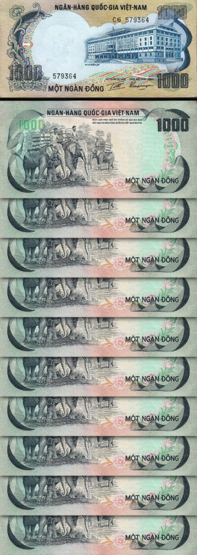 South Vietnam 1000 Dong, 1972, AU, 10 PCS LOT, P-34