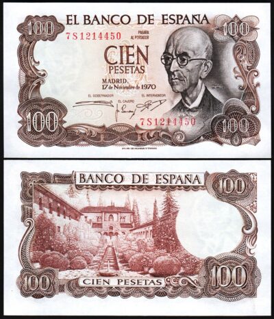 Spain Espana 100 Pesetas 1970, UNC, P-152