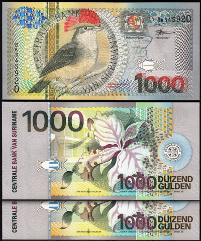 Surinam Suriname 1000 Gulden 2000, UNC, 2 Pcs PAIR, Consecutive, P-151