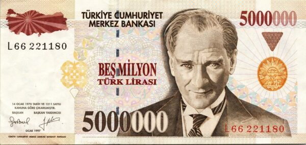 Turkey 5000000, 5 Million Lira 1970 - 1997, aXF, P-210