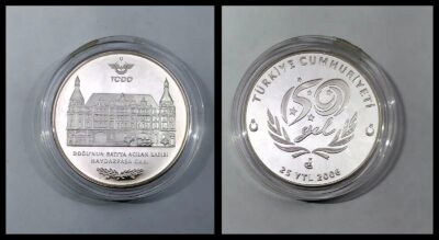 Turkey Silver Coin 925 Ag, 25 YTL 2006, UNC,  HAYDARPASA Railway 150th Year COMM