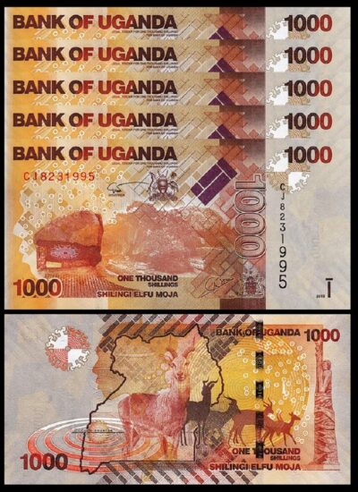 Uganda 1000 Shillings 2015, UNC, 5 Pcs Lot Consecutive, P-49d
