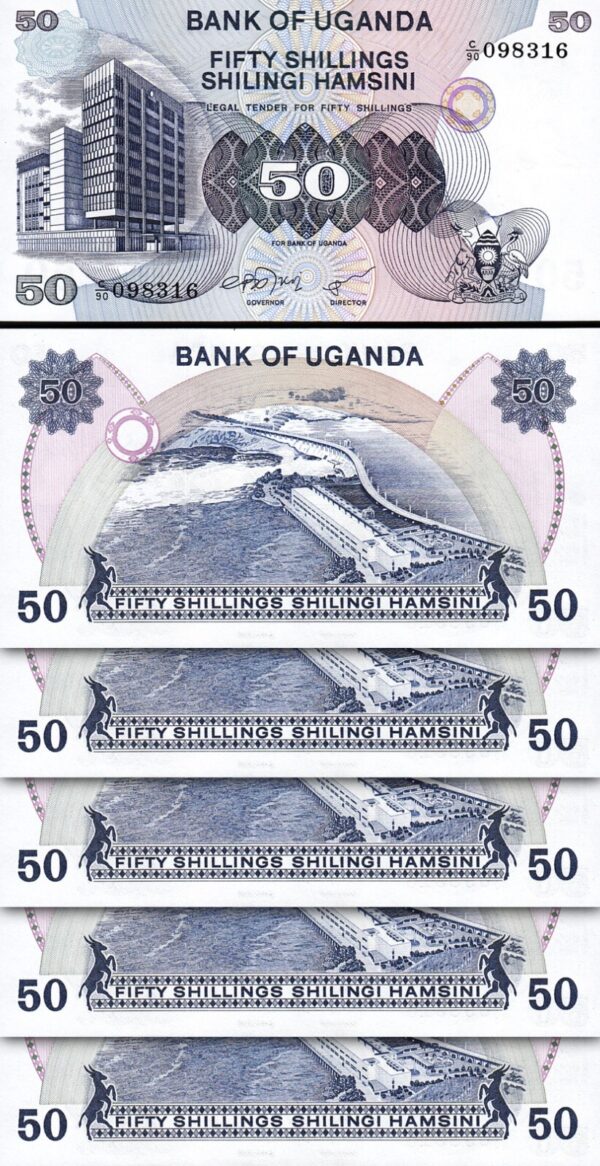 Uganda 50 Shillings 1979, UNC, 5 Pcs LOT, Consecutive, P-13