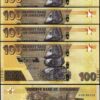 Zimbabwe 100 Dollars 2020 (2022), UNC, 5 Pcs LOT, P-New Design, AA
