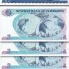 Zimbabwe 2 Dollars 1994, UNC, 5 Pcs LOT, Consecutive, P-1c